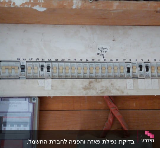 לוח חשמל עם מפסקים ומתגים ממוספרים